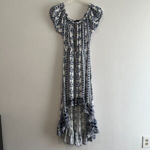 New Look High Low Ruffle Peasant Maxi Dress Size M Cottagecore Boho Western
